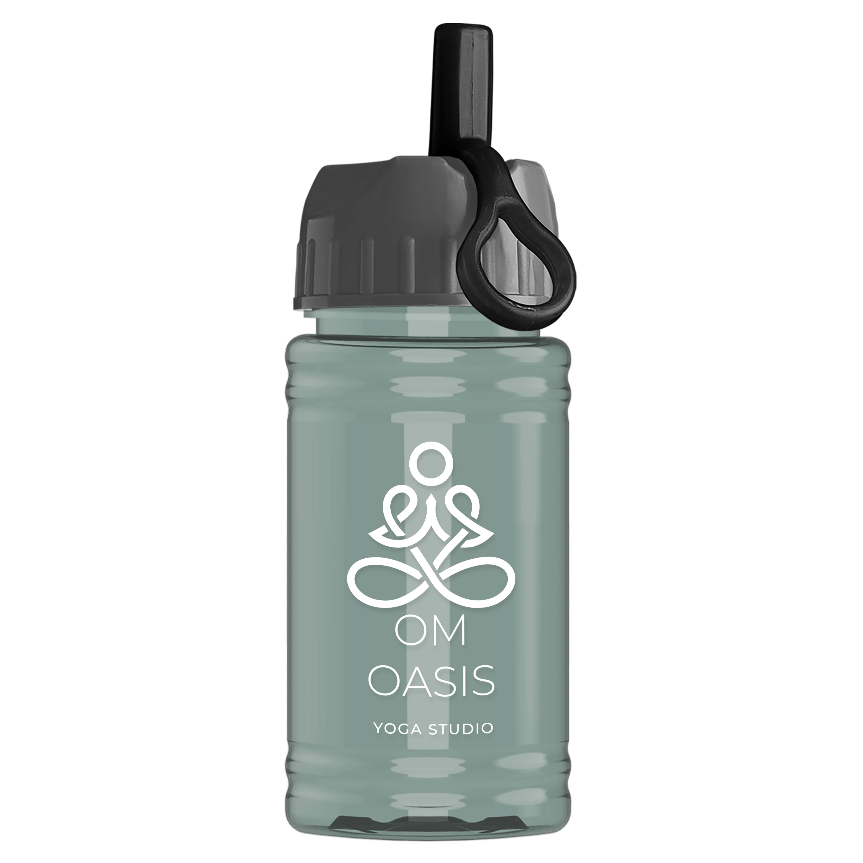 Mini RPET Bottle with Ring-Straw Lid - 16 oz.